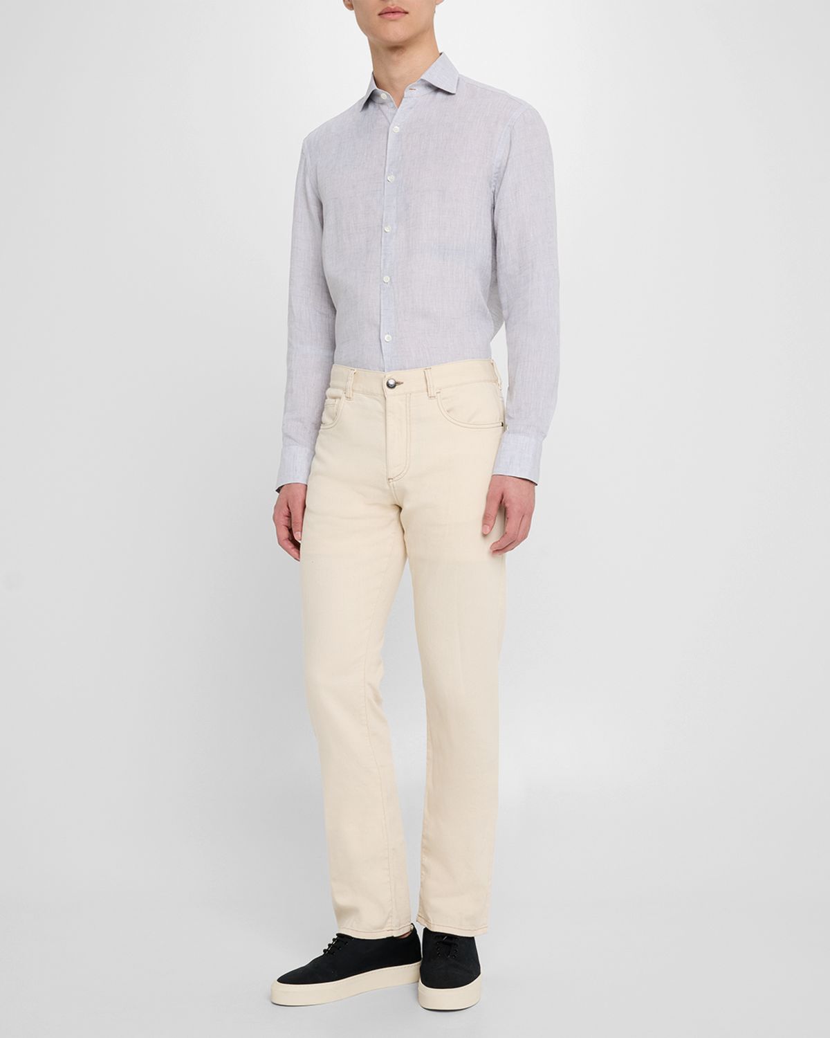 Canali Men 's Linen Sport Shirt