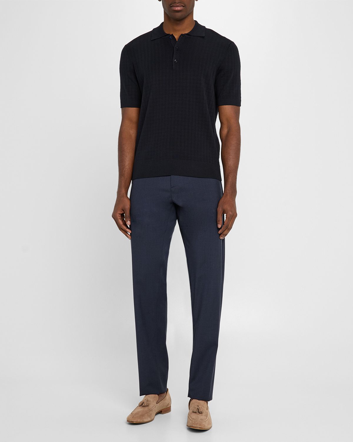 Canali Men 's Grid Jacquard Polo Sweater