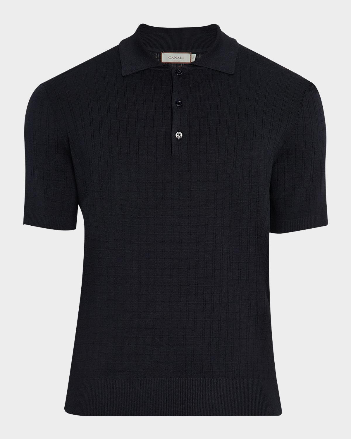 Canali Men 's Grid Jacquard Polo Sweater