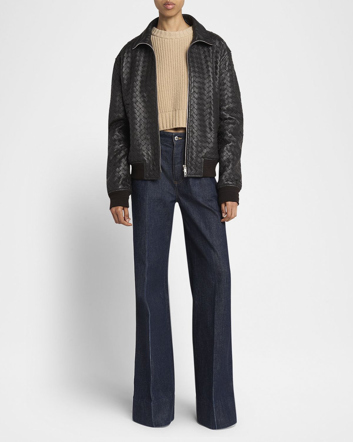 Bottega Veneta Intrecciato Leather Zipped Jacket