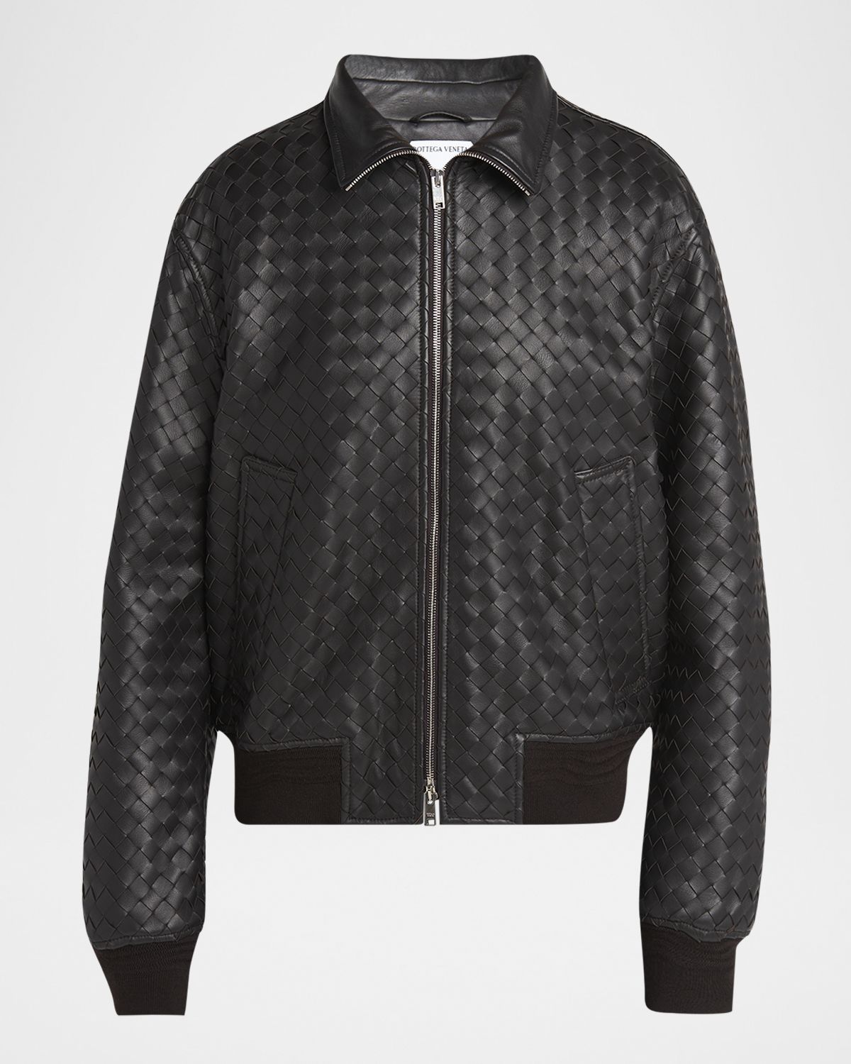 Bottega Veneta Intrecciato Leather Zipped Jacket