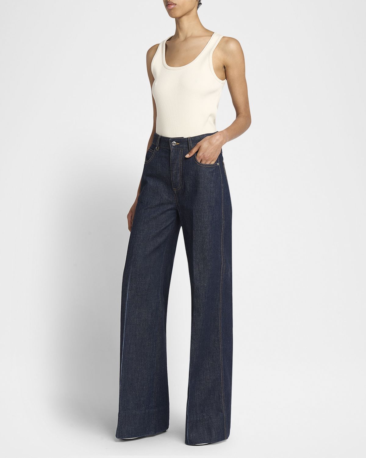 Bottega Veneta Indigo Soft Denim Wide-Leg Palazzo Jeans