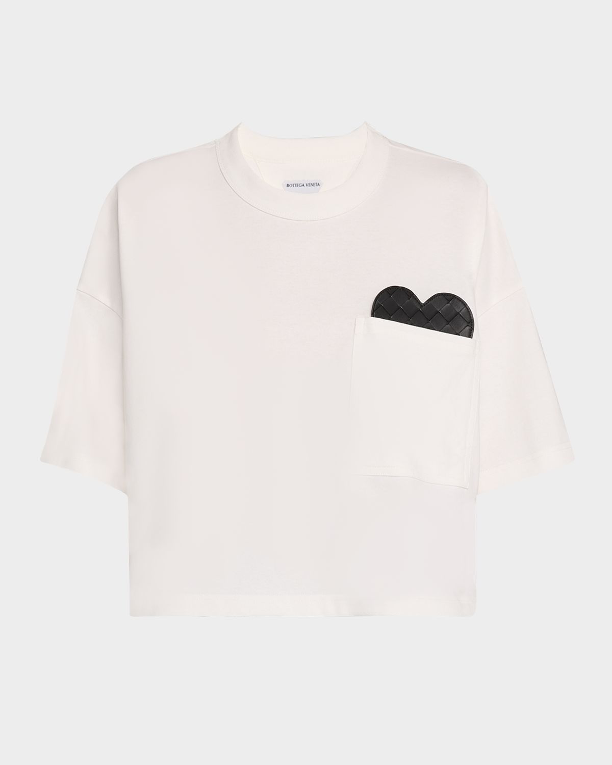 Bottega Veneta Heart Intrecciato Cropped Cotton Jersey T-Shirt