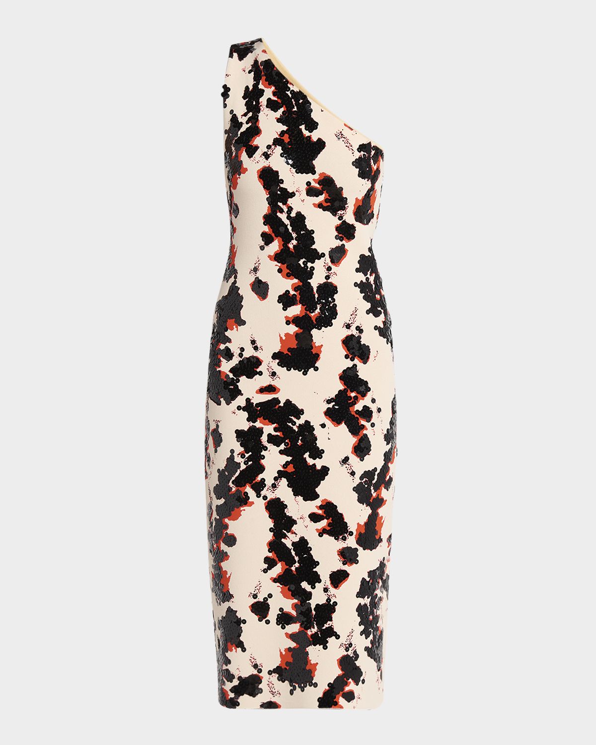 Bottega Veneta Printed One-Shoulder Sequined Compact Viscose Midi Dress