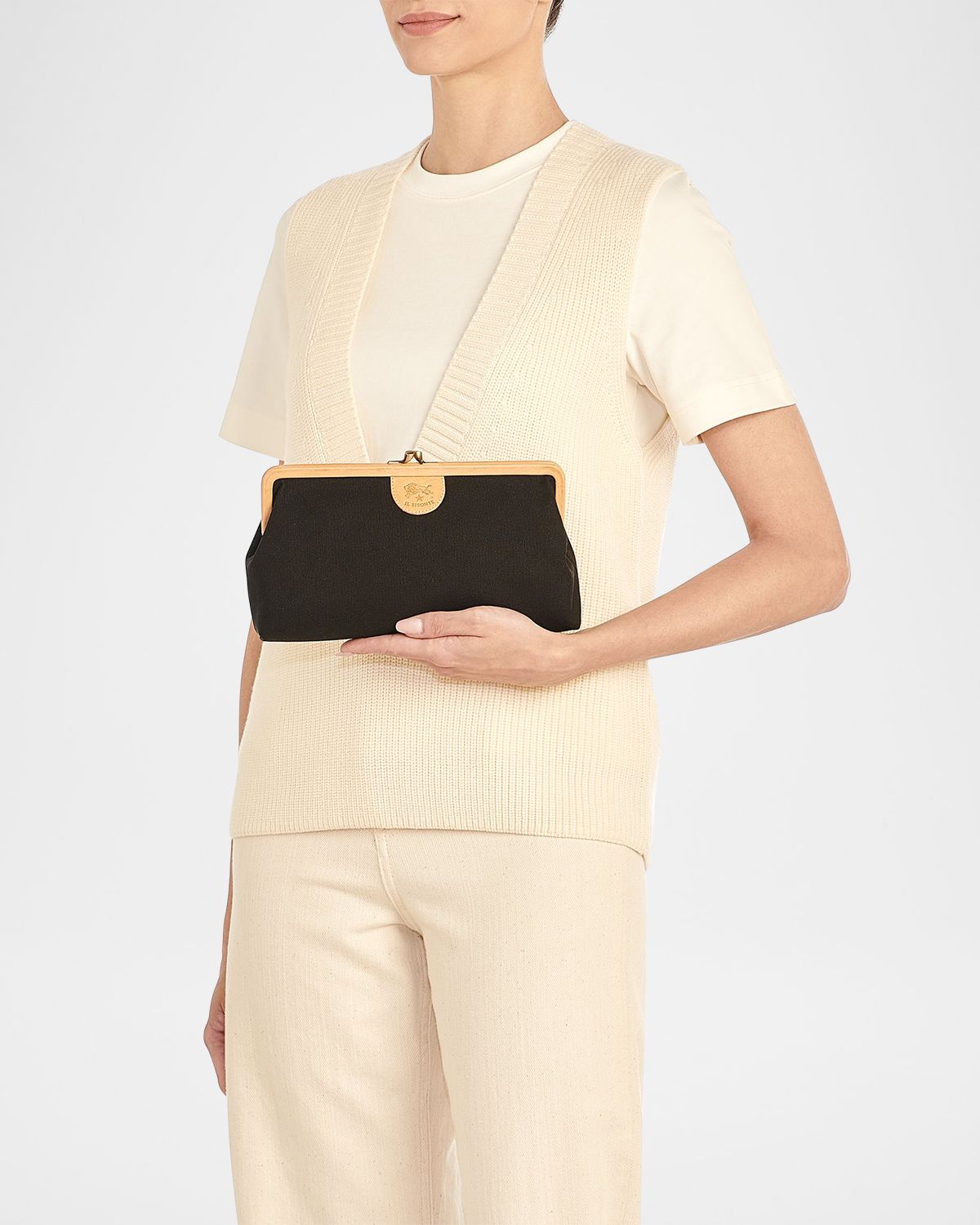 Il Bisonte Manuela Frame Canvas Clutch Bag