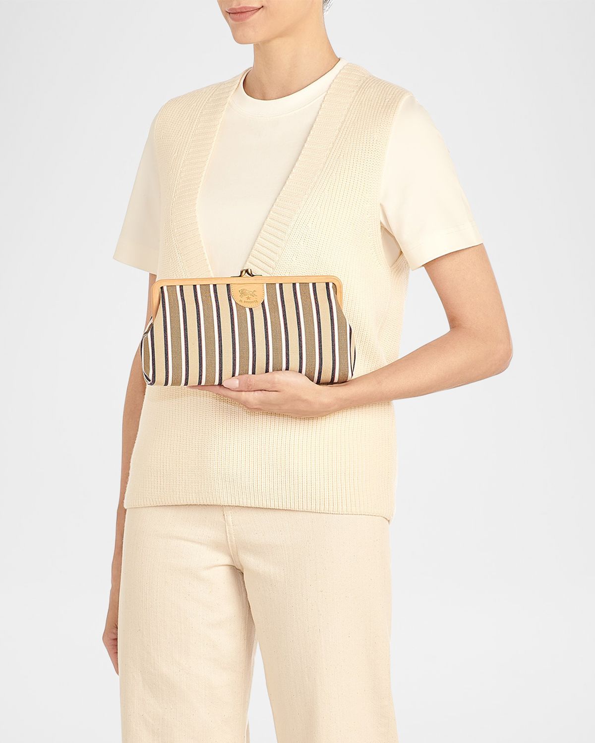 Il Bisonte Manuela Frame Canvas Clutch Bag