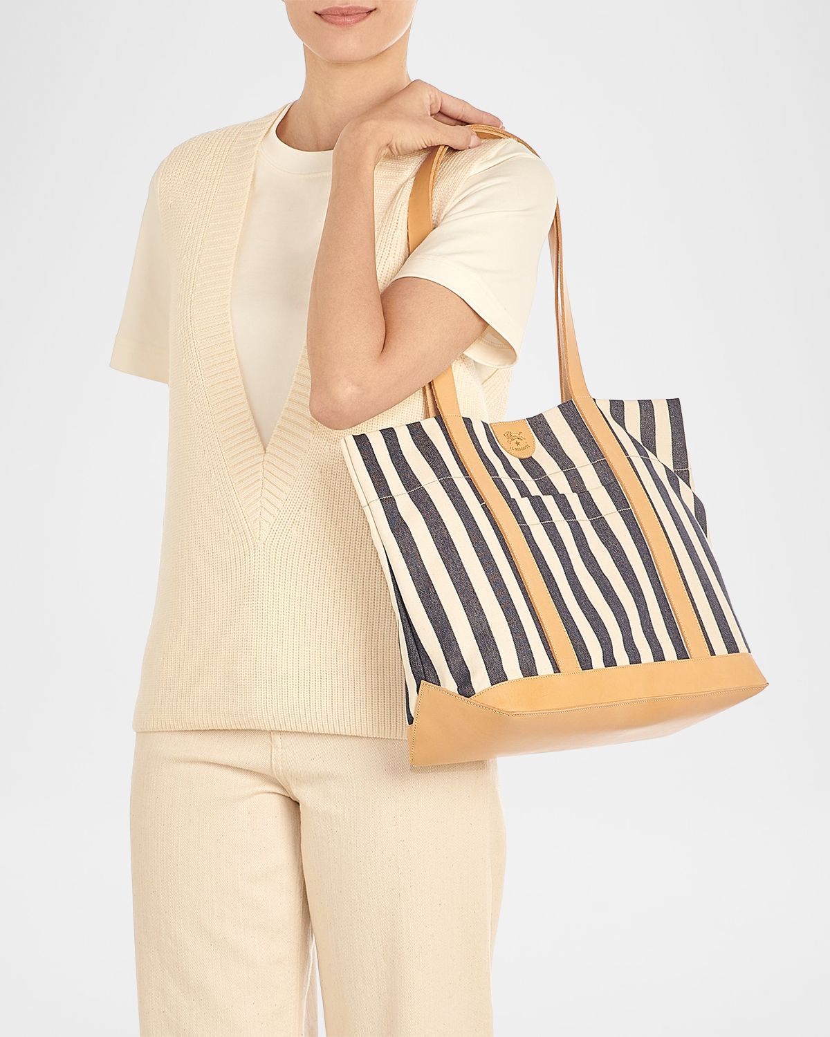 Il Bisonte Caramella Medium Canvas Shopper Tote Bag