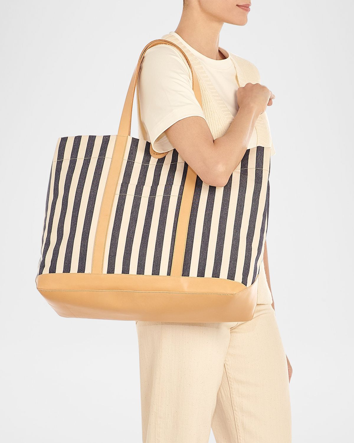 Il Bisonte Caramella Large Canvas Shopper Tote Bag