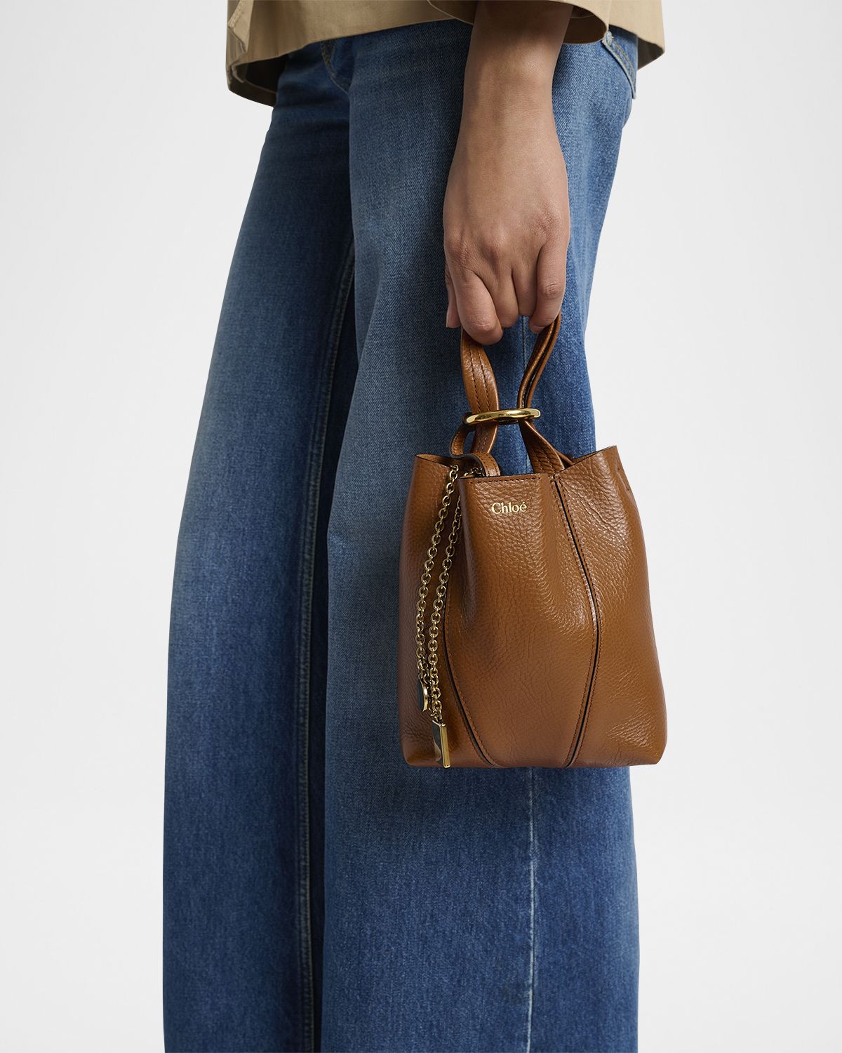 Chloe Spin Mini Tote Bag in Grained Calfskin