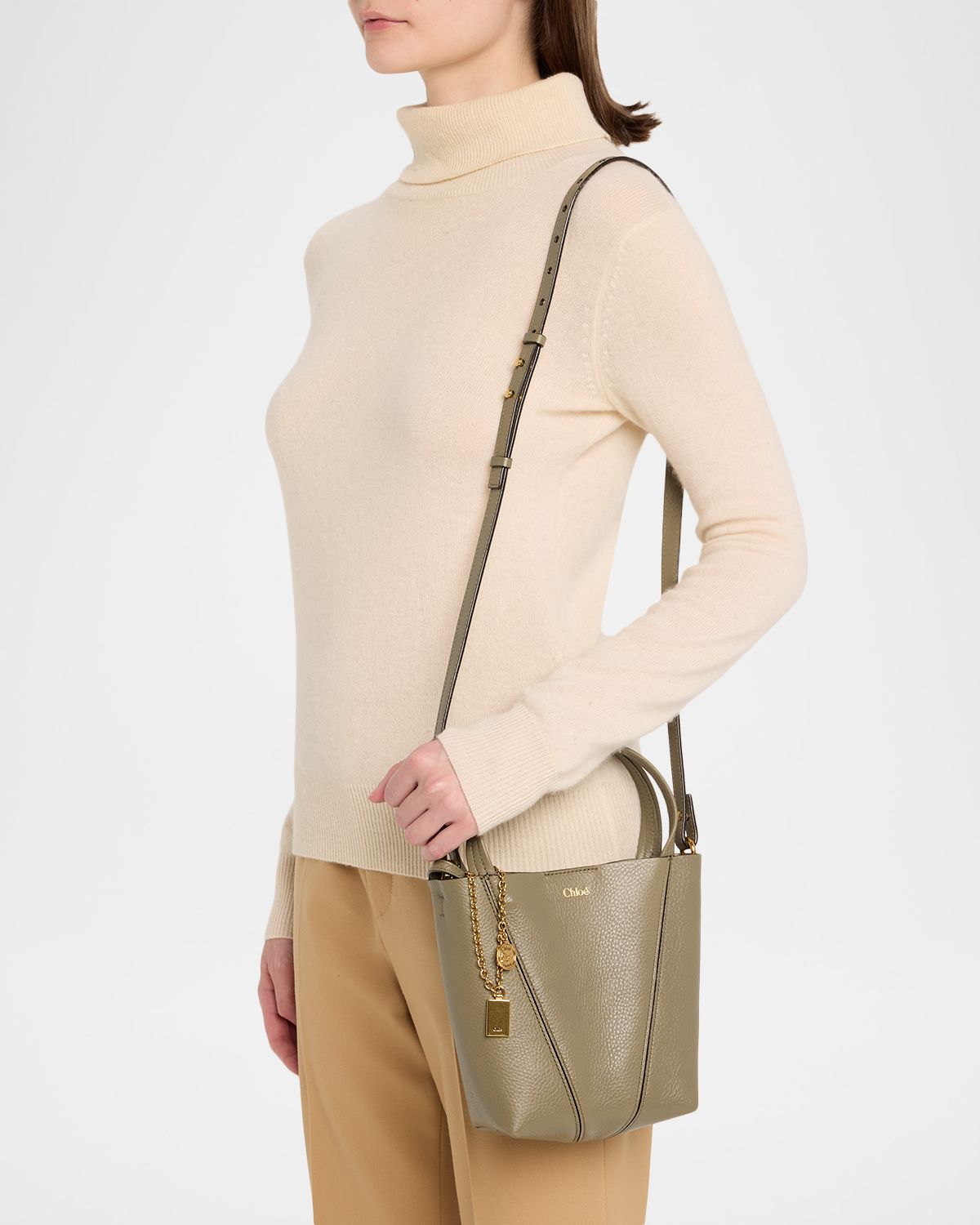 Chloe Spin Mini Tote Bag in Grained Calfskin