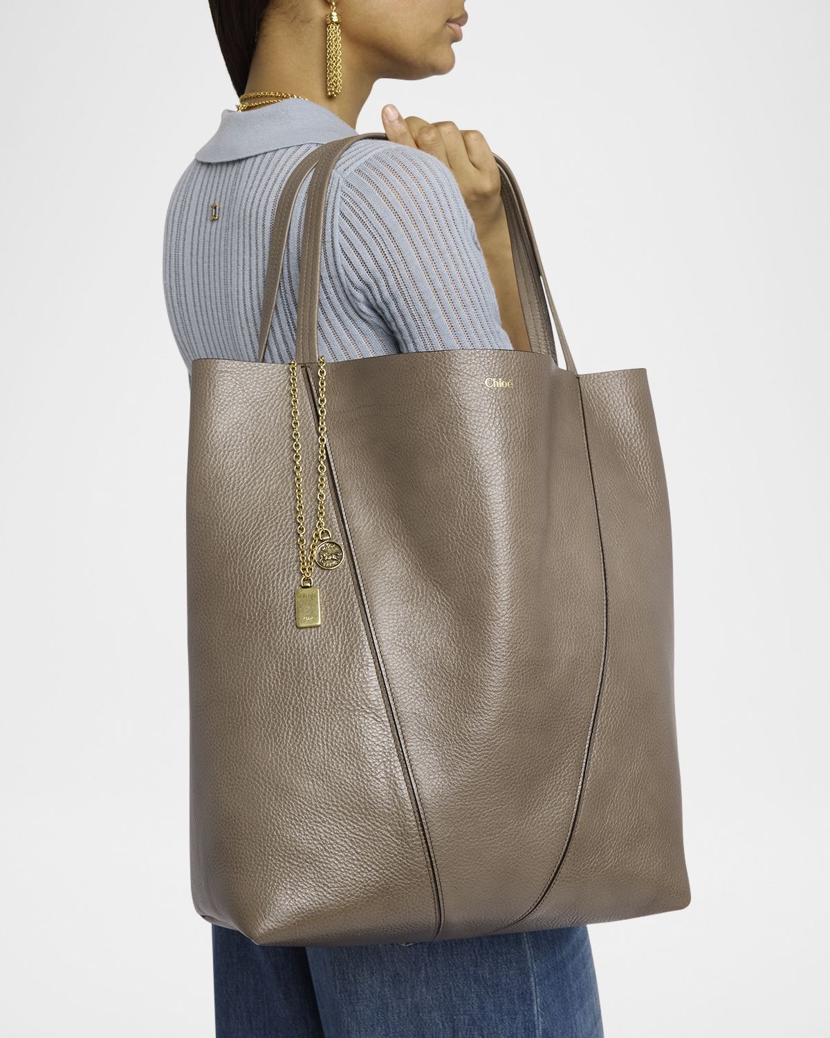Chloe Spin North-South Tote Bag in Leather