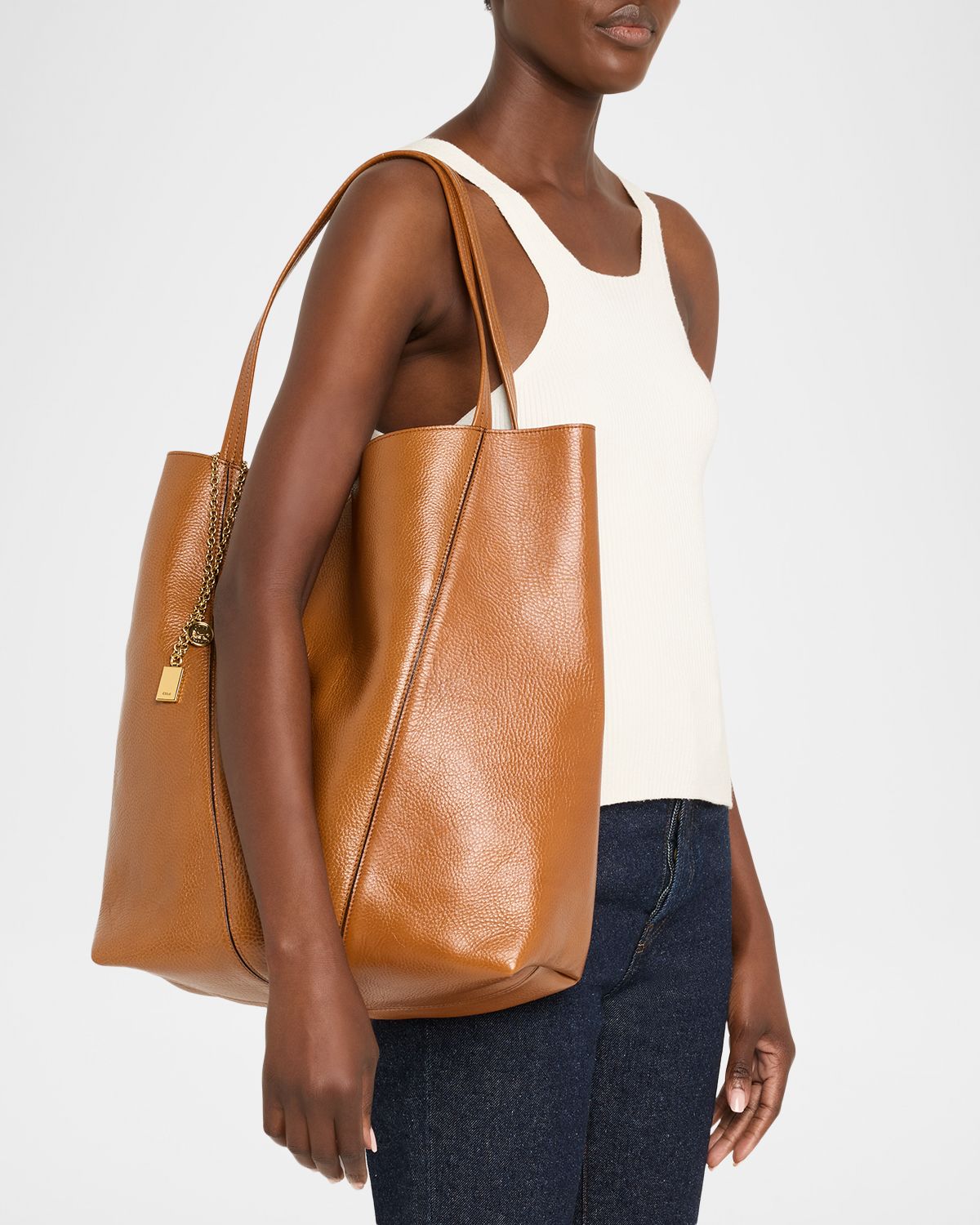 Chloe Spin North-South Tote Bag in Leather