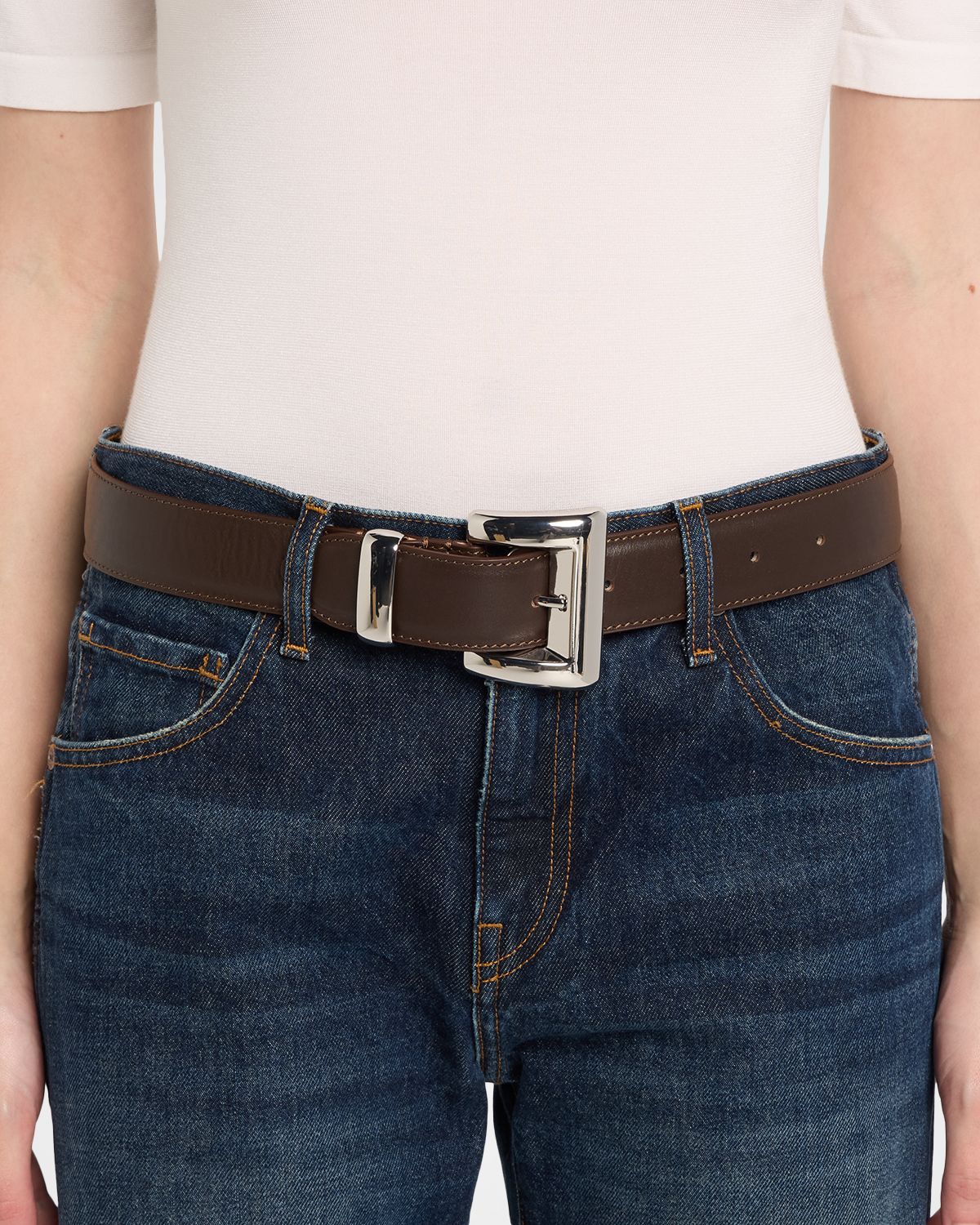 BY FAR Marco Tabac Nappa Leather Belt