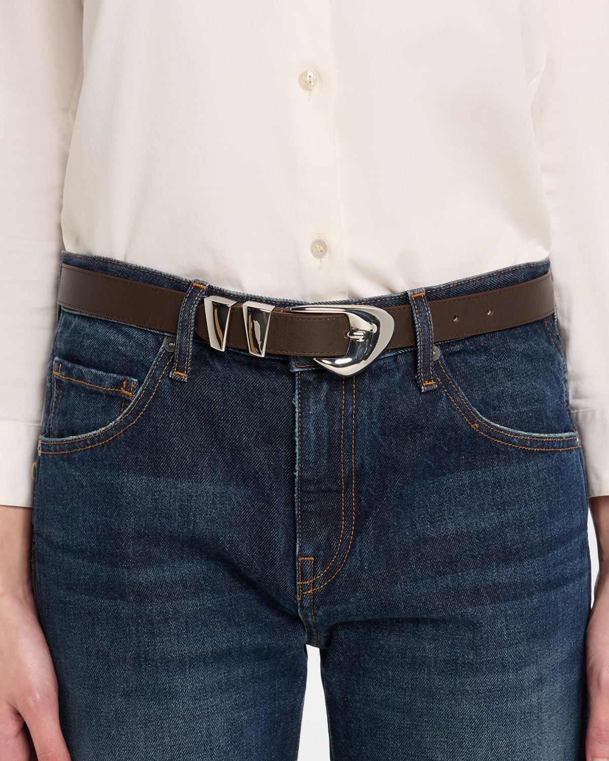 BY FAR Moore Tabac Nappa Leather Belt