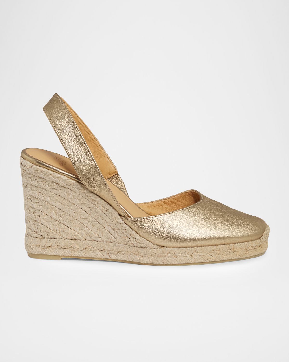 Castaner Carissa Metallic Leather Wedge Espadrilles