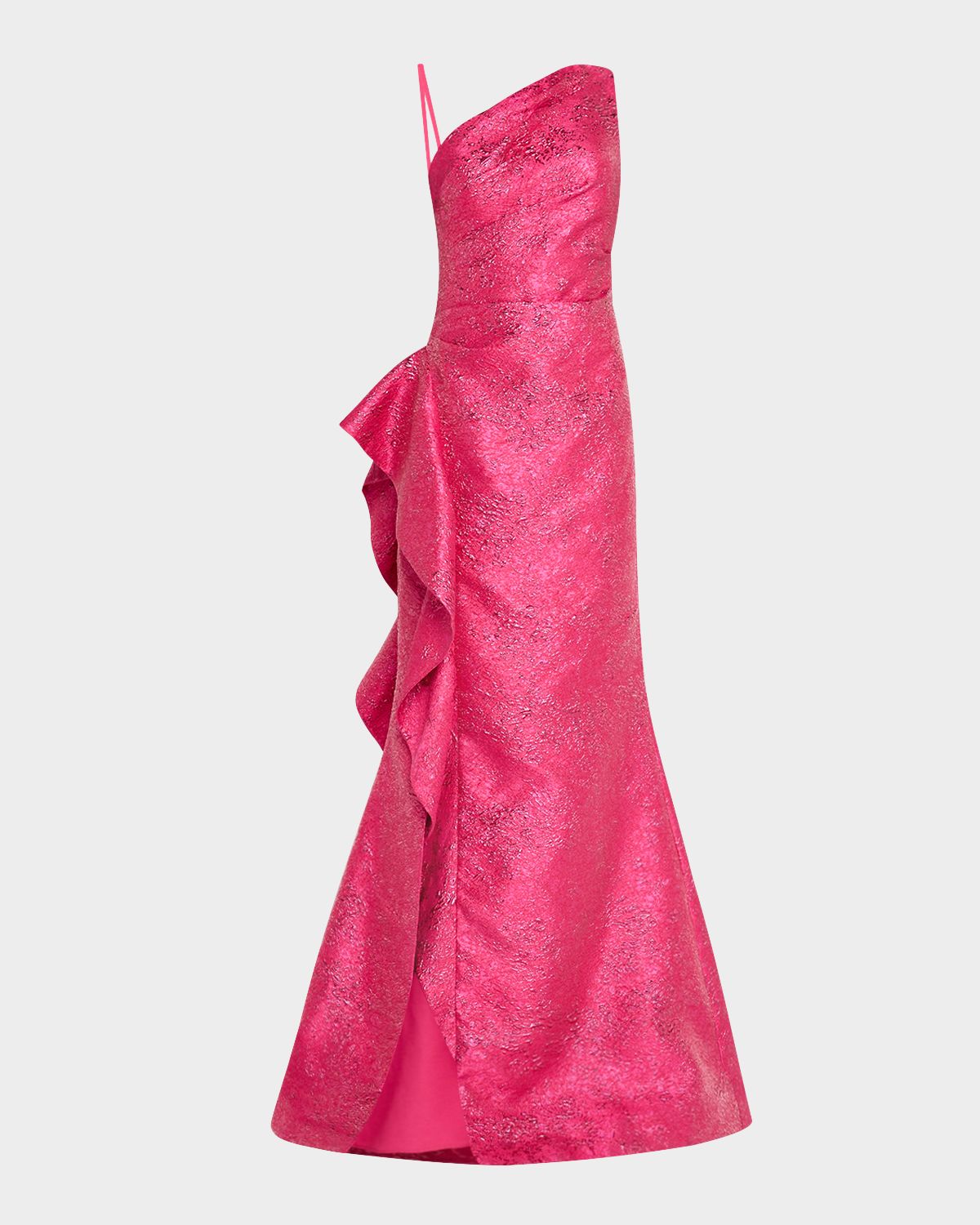Rickie Freeman for Teri Jon One-Shoulder Metallic Jacquard Trumpet Gown | Thumbnail 6 Rickie Freeman for Teri Jon One-Shoulder Metallic Jacquard Trumpet Gown | Thumbnail 6