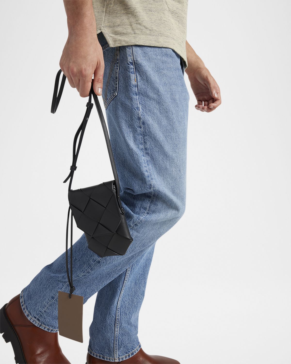 Bottega Veneta Men 's Diago Vertical Leather Phone Pouch