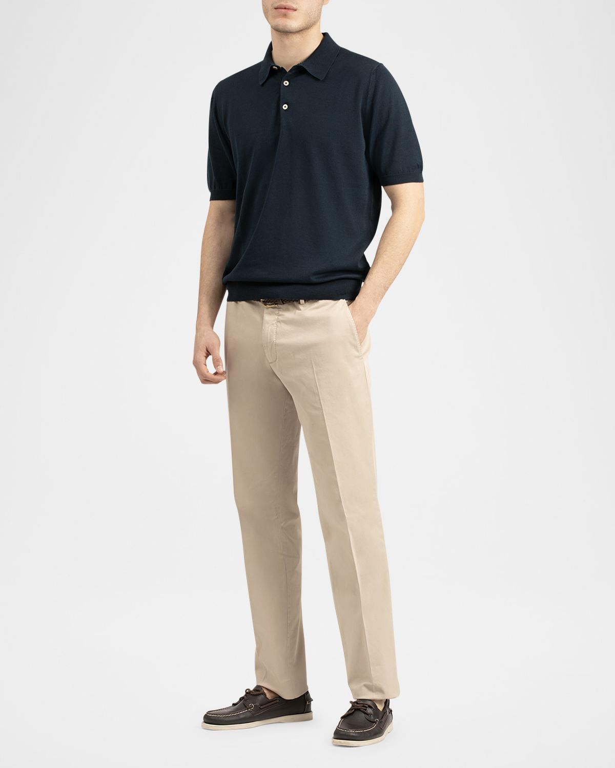 Boglioli Men 's Garment-Washed Cotton Polo Shirt