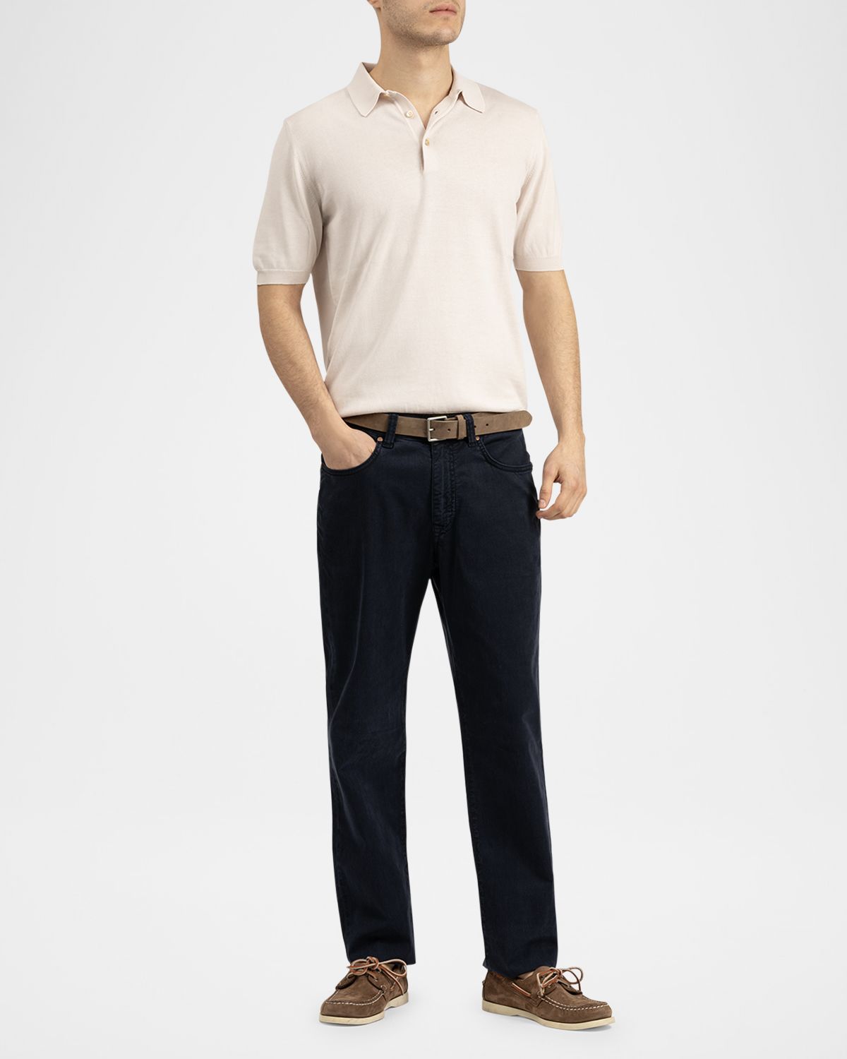 Boglioli Men 's Garment-Washed Cotton Polo Shirt