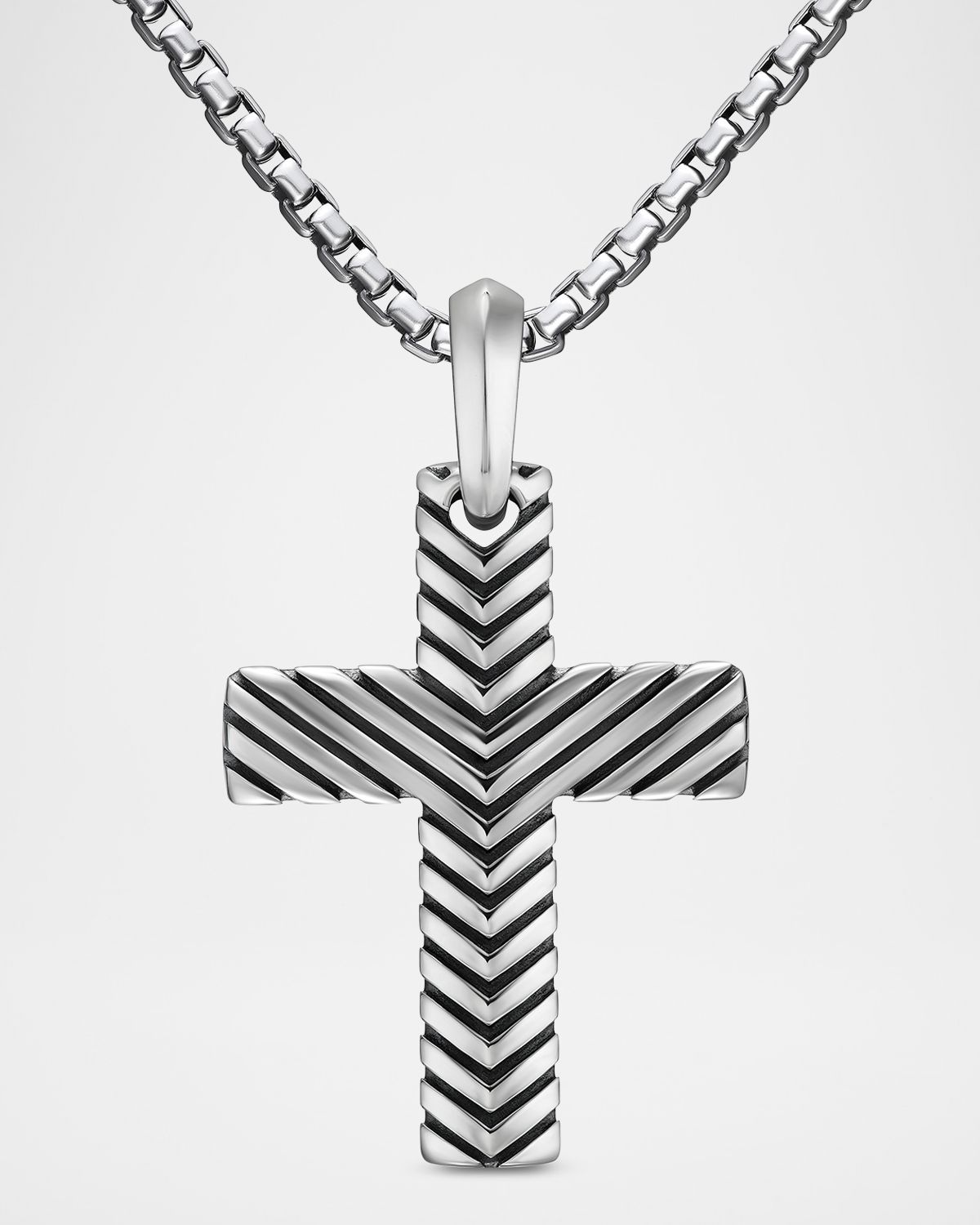 David Yurman Men 's Chevron Cross Enhancer in Silver, 36mm