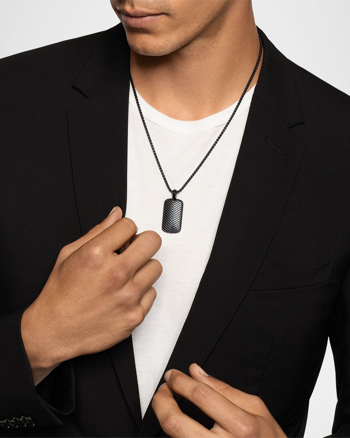 David Yurman Men 's Chevron Tag Enhancer in Titanium, 34mm