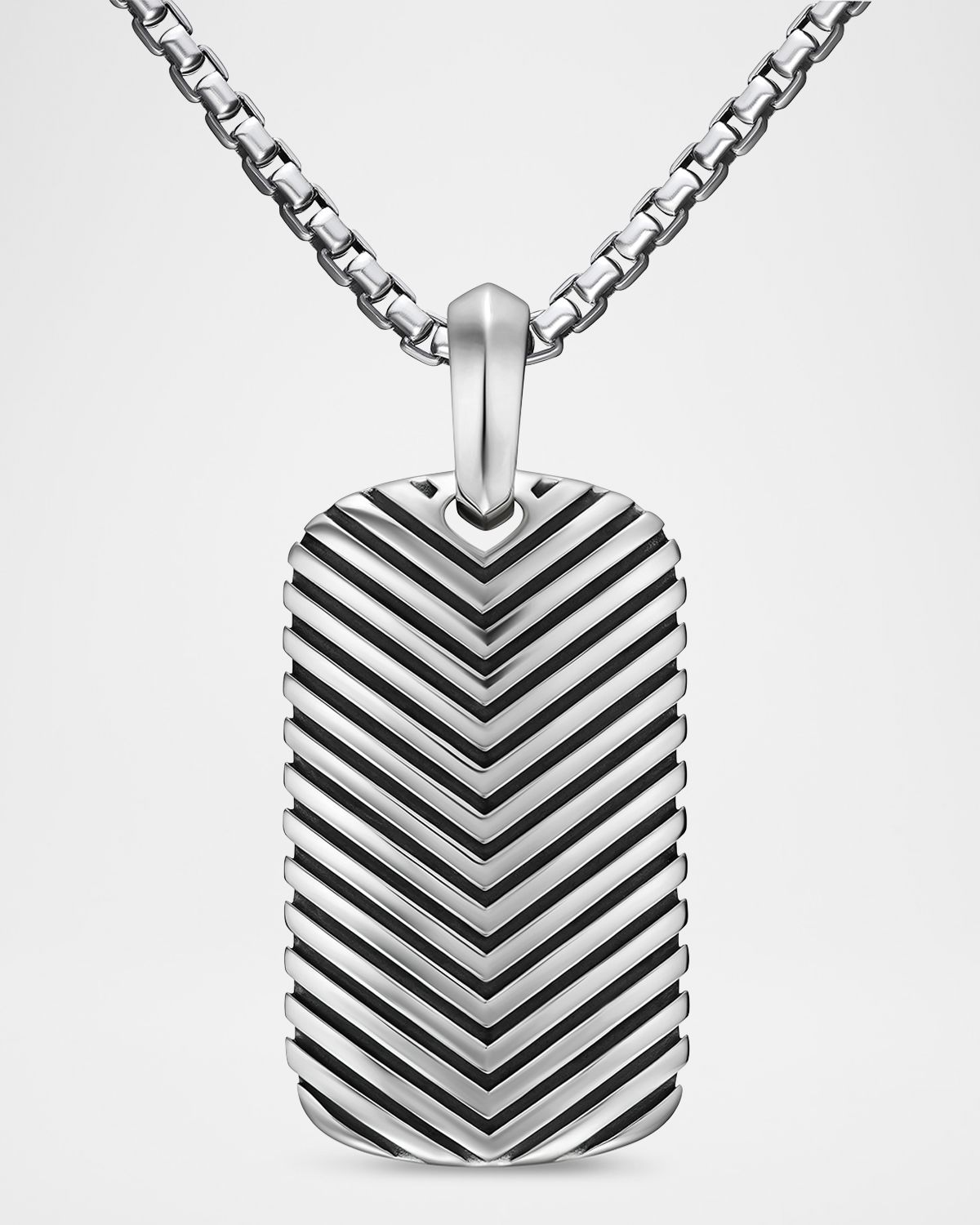 David Yurman Men 's Chevron Tag Enhancer in Silver, 34mm