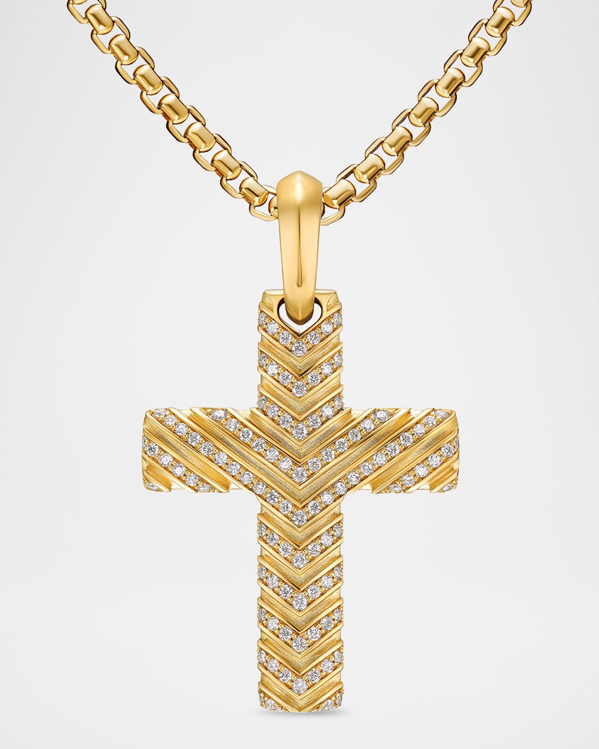 David Yurman Men 's Chevron Cross Enhancer in 18K Gold with Diamonds, 36mm