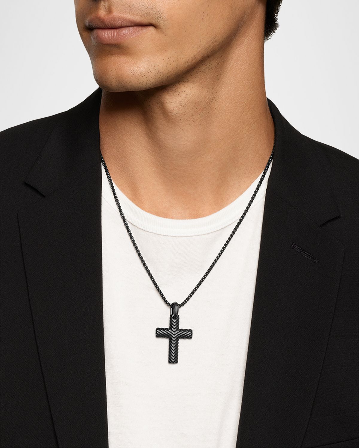 David Yurman Men 's Chevron Cross Enhancer in Titanium, 36mm