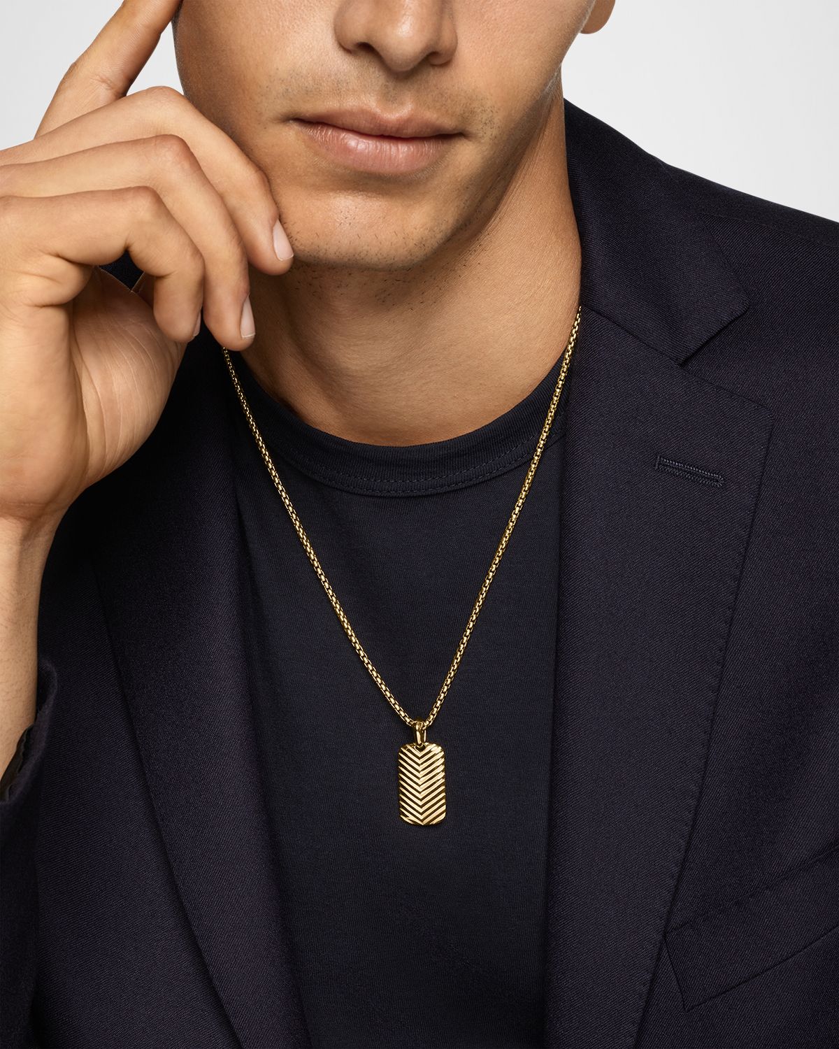 David Yurman Men 's Chevron Tag Enhancer in 18K Gold, 27mm