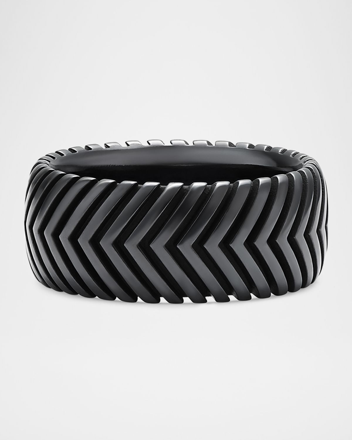 David Yurman Men 's Chevron Band Ring in Black Titanium, 10mm