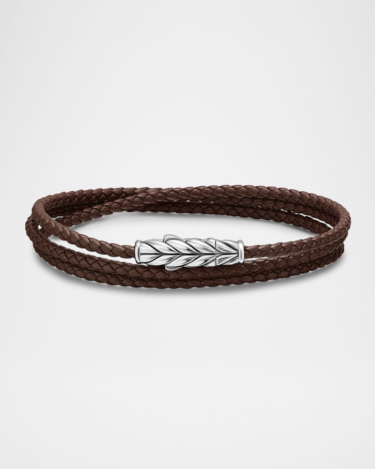 David Yurman Men 's Chevron Wrap Bracelet in Leather with Silver