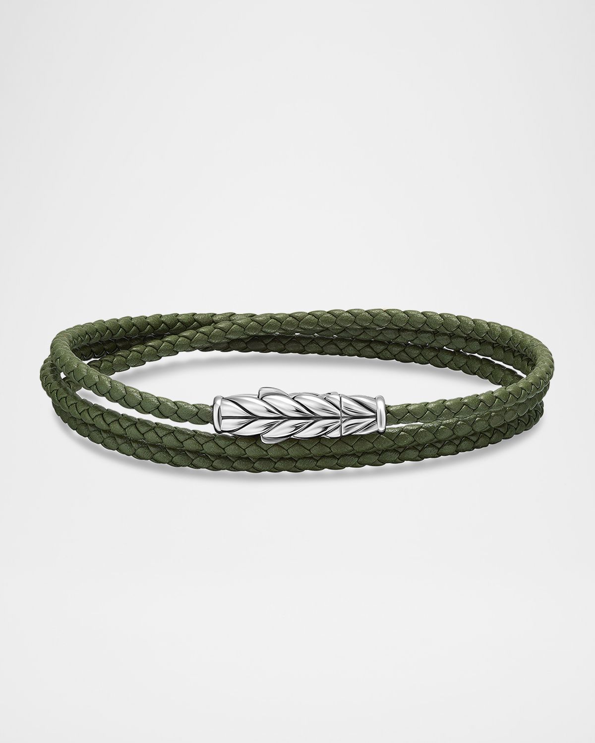 David Yurman Men 's Chevron Wrap Bracelet in Leather with Silver