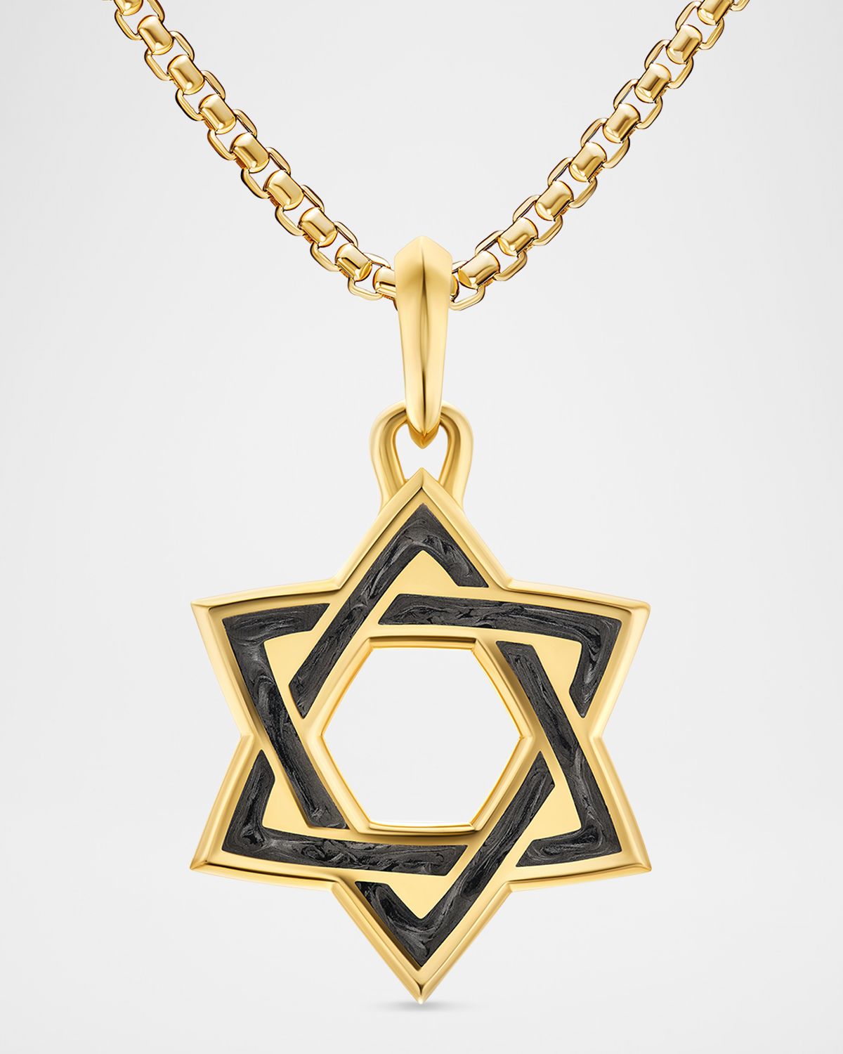 David Yurman Men 's Star of David Pendant in 18K Gold with Forged Carbon, 25mm