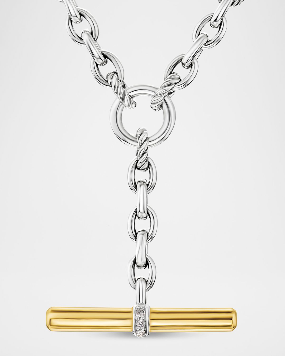 David Yurman DY Mercer Petite Toggle Necklace with Diamonds and 18K Gold in Silver, 5mm