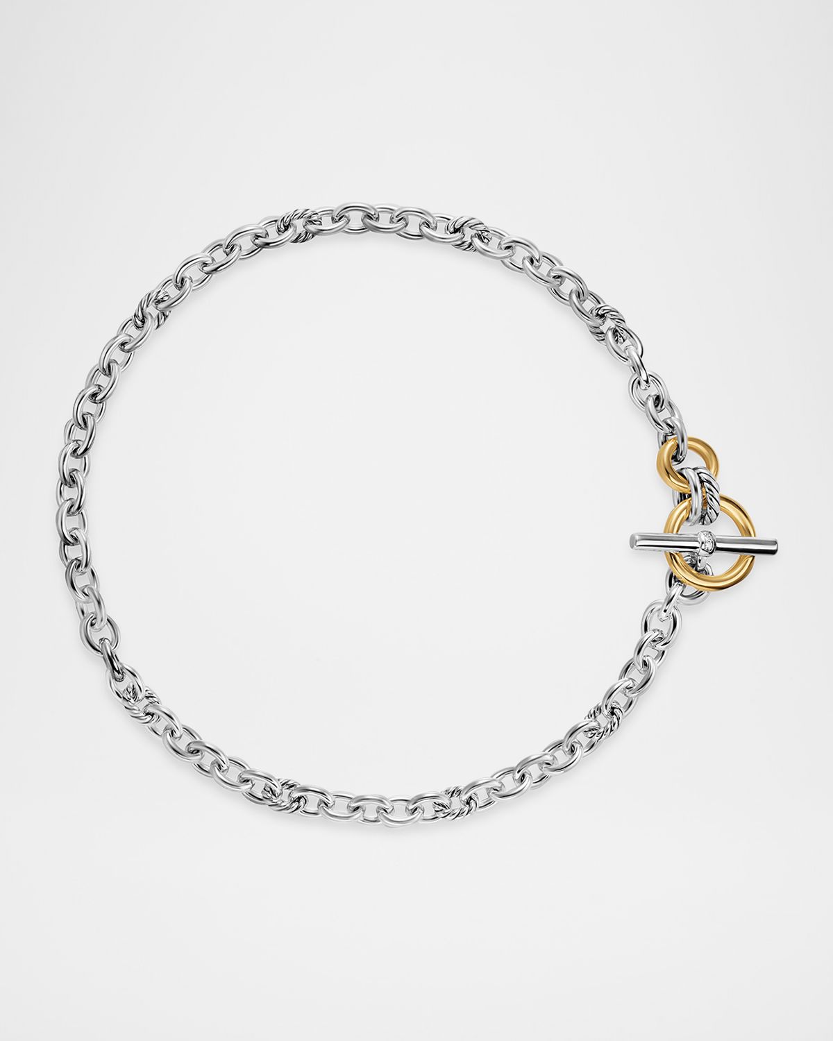 David Yurman DY Mercer Single-Row Toggle Necklace with Diamonds and 18K Gold in Silver, 20mm
