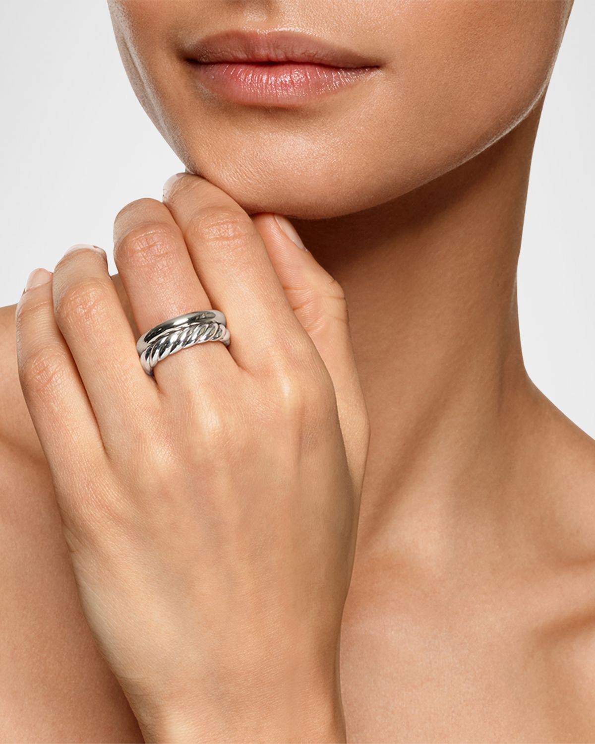 David Yurman DY Mercer 2-Row Ring in Silver, 8mm