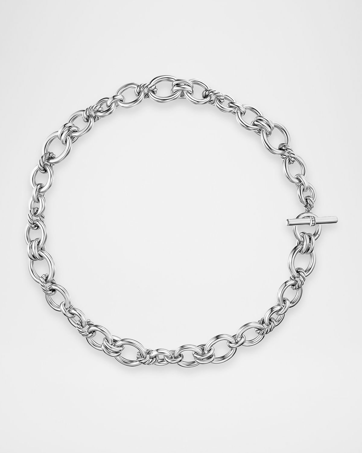 David Yurman DY Mercer Chain Necklace with Diamonds in Silver, 20mm