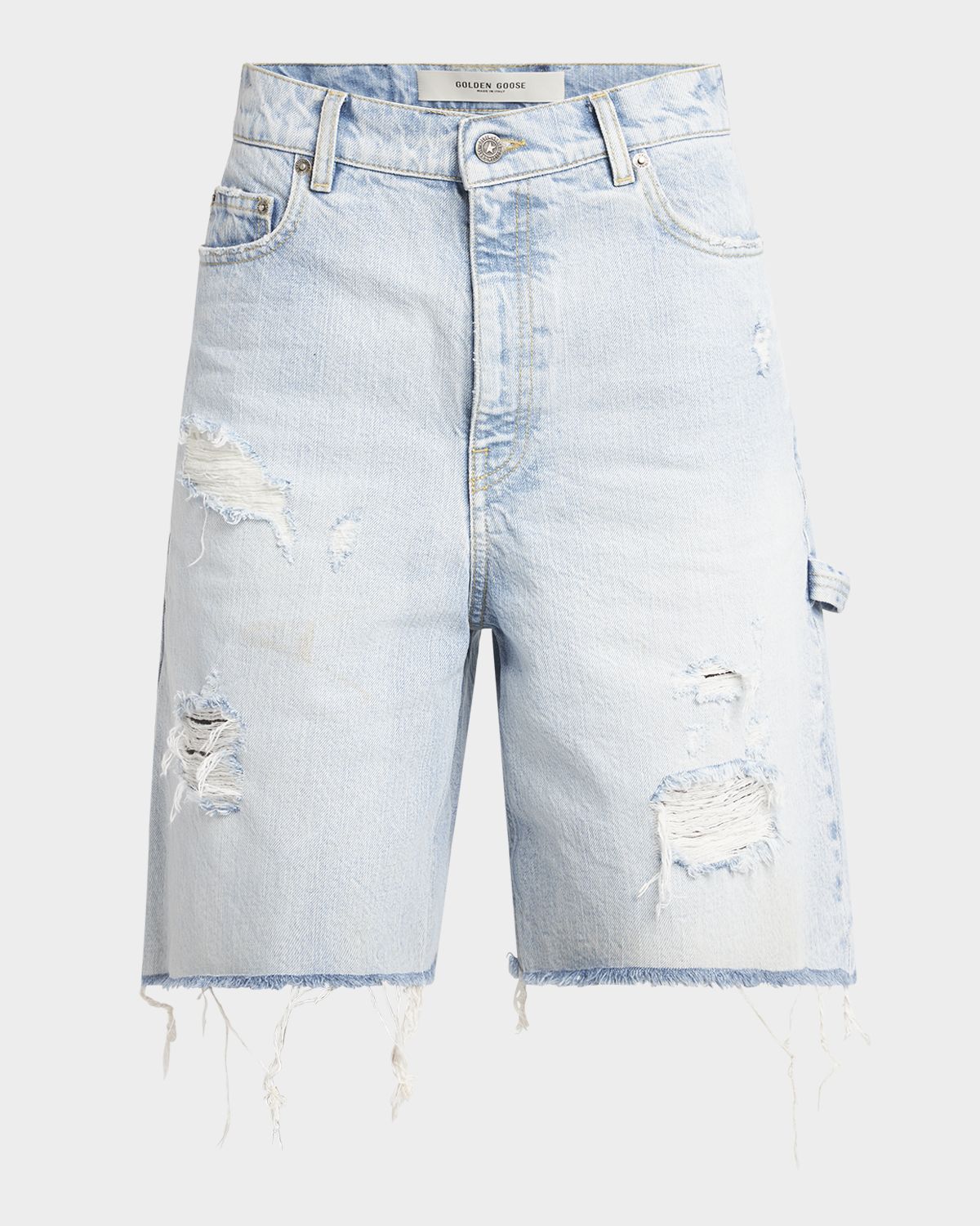 Golden Goose Journey Distressed Long Denim Shorts