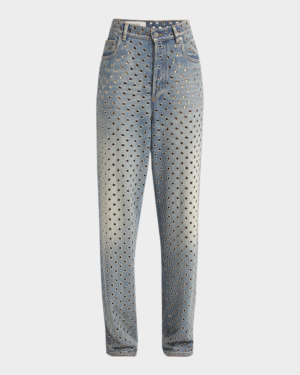 Golden Goose Kim Grommet Sandwash Denim Straight-Leg Jeans