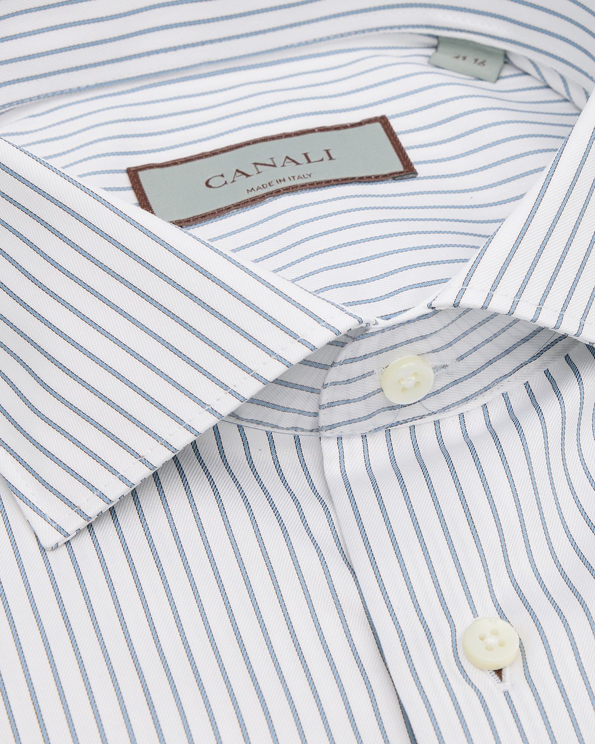 Canali Men 's Cotton Narrow Stripe Dress Shirt