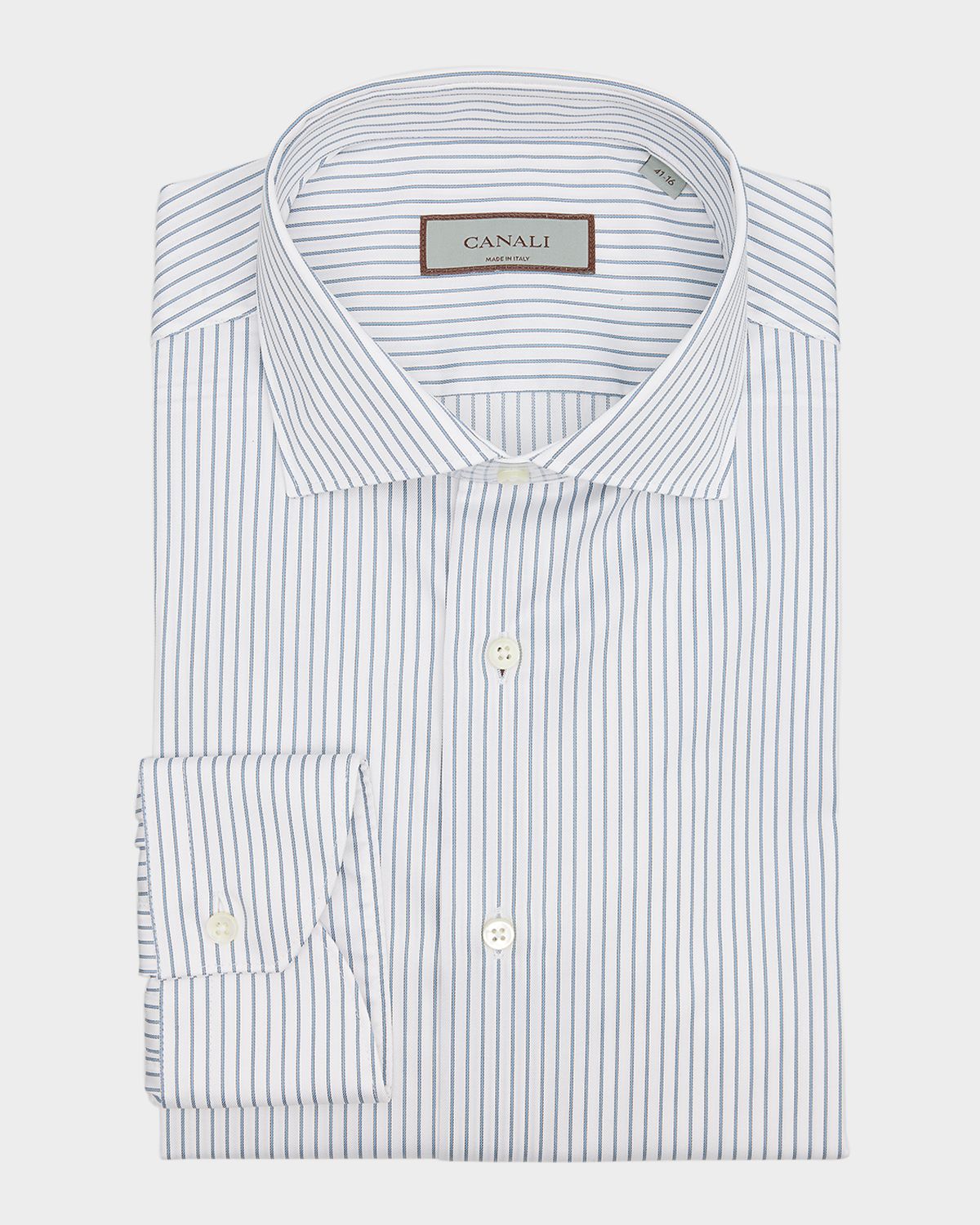 Canali Men 's Cotton Narrow Stripe Dress Shirt