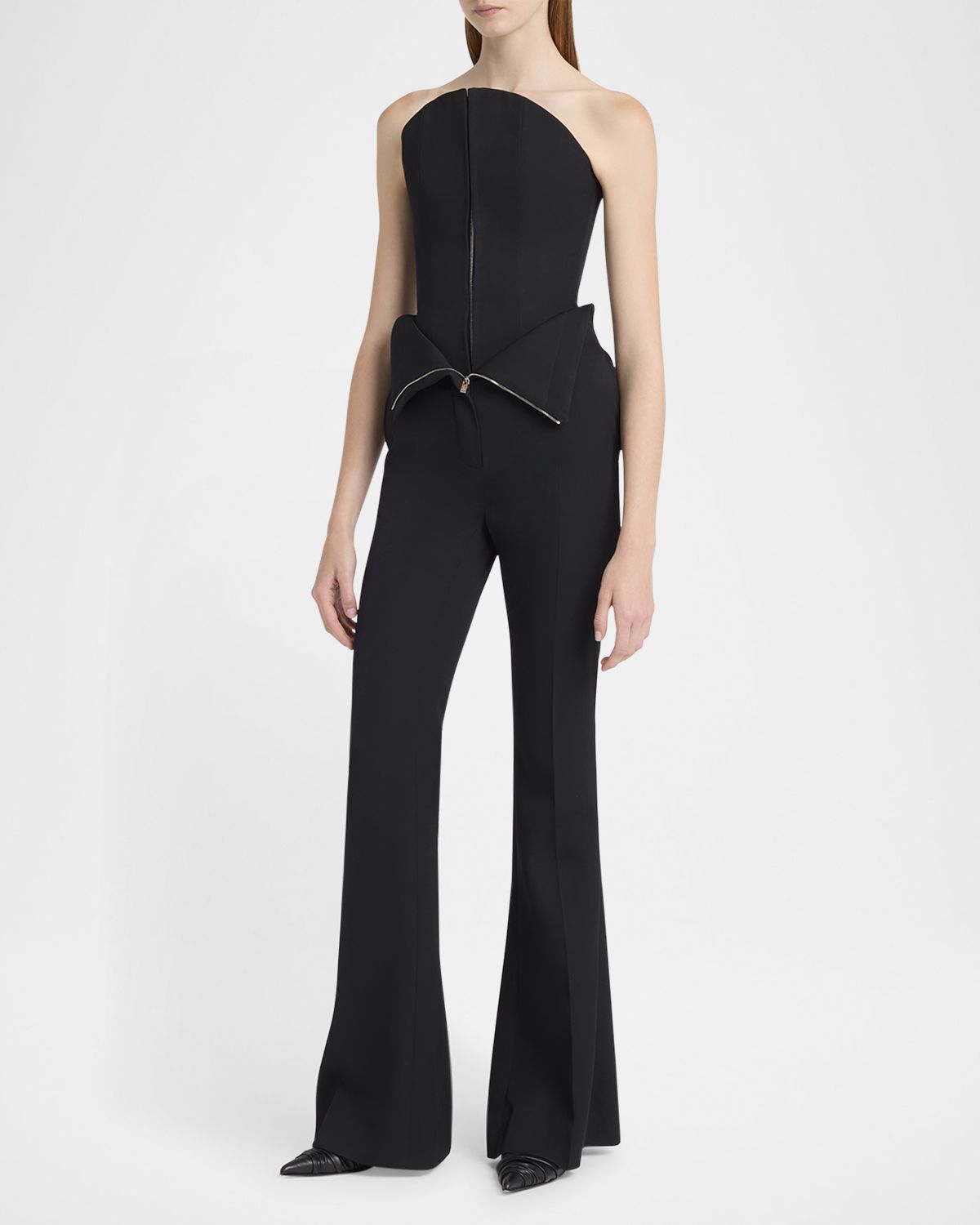 McQueen Foldover-Waist Flare Trousers