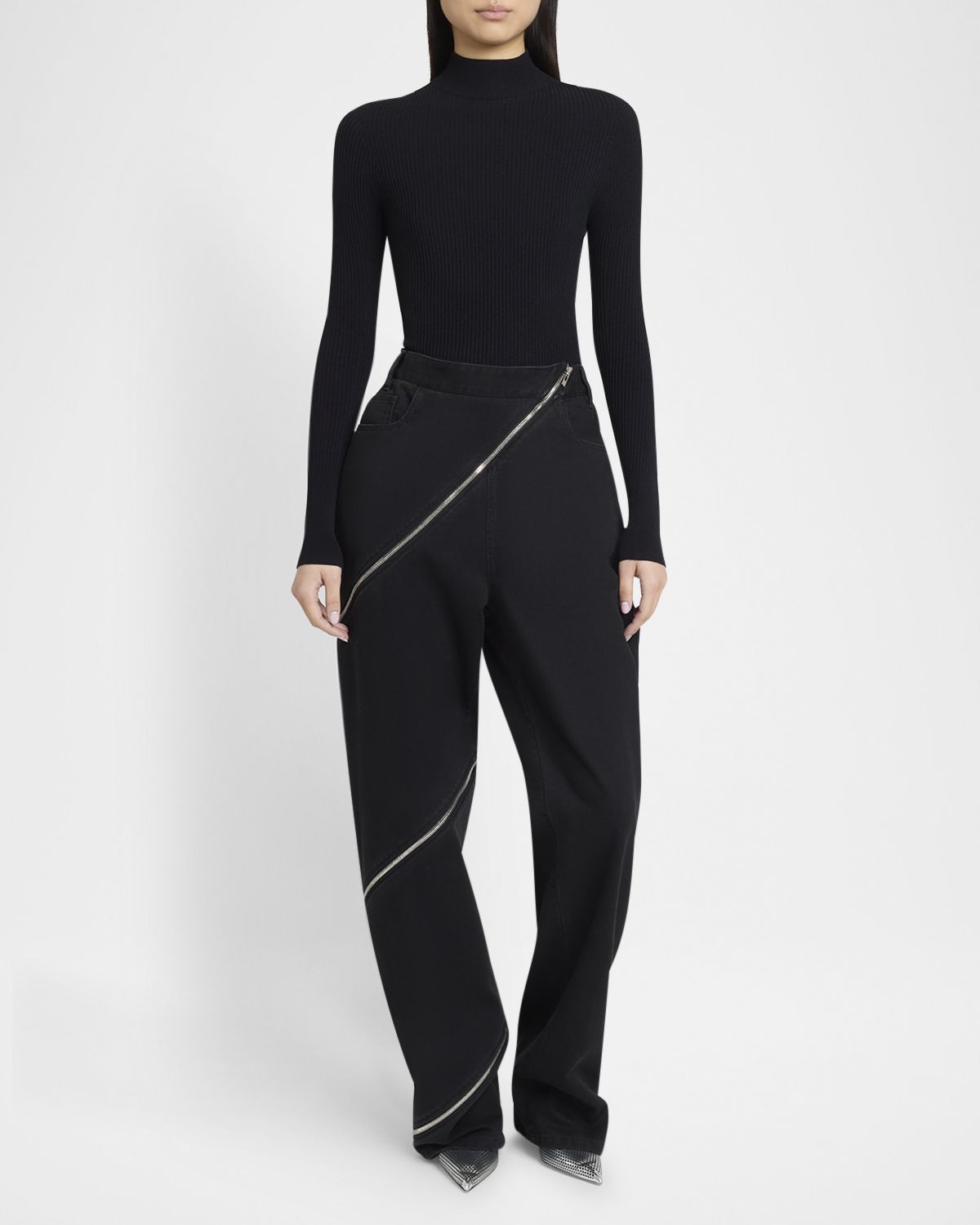 ALAIA Mock-Neck Long Sleeve Bodysuit