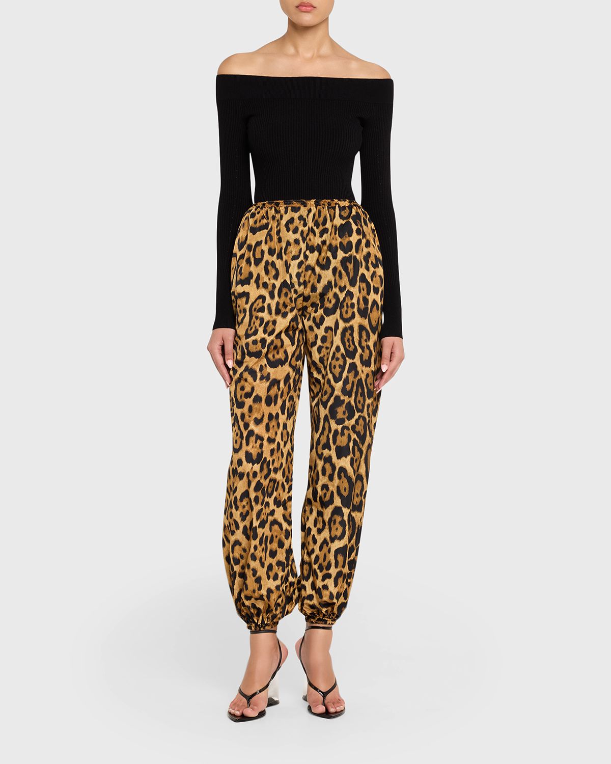 ALAIA Off-The-Shoulder Long-Sleeve Rib Bodysuit