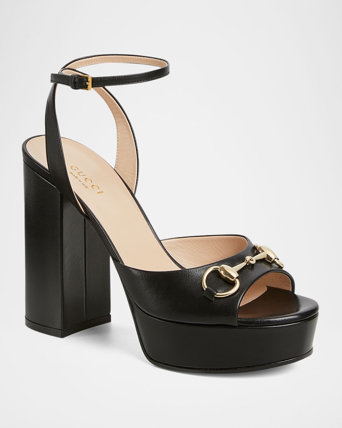 Gucci Leather Horsebit Platform Sandals