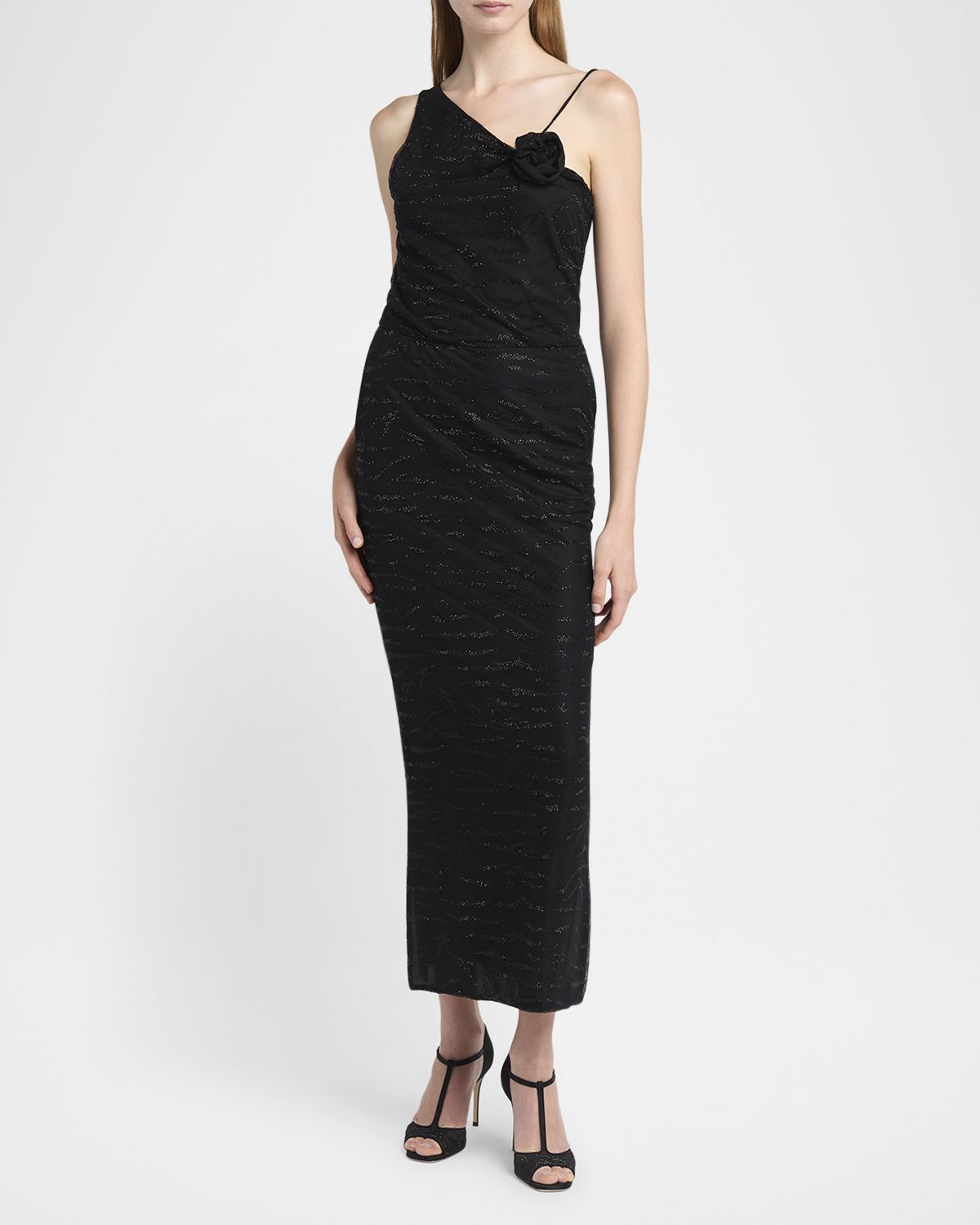 Giorgio Armani Embellished Rose One-Shoulder Gown