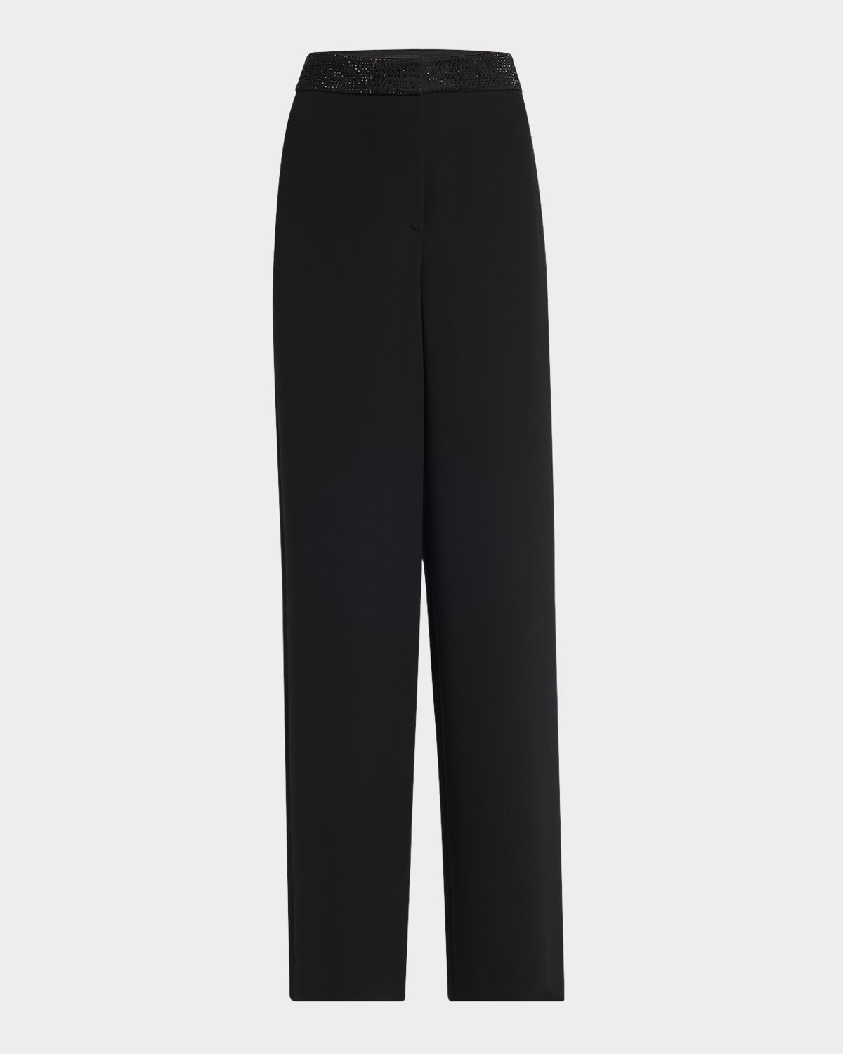 Giorgio Armani Strass Waistband Straight-Leg Silk Trousers
