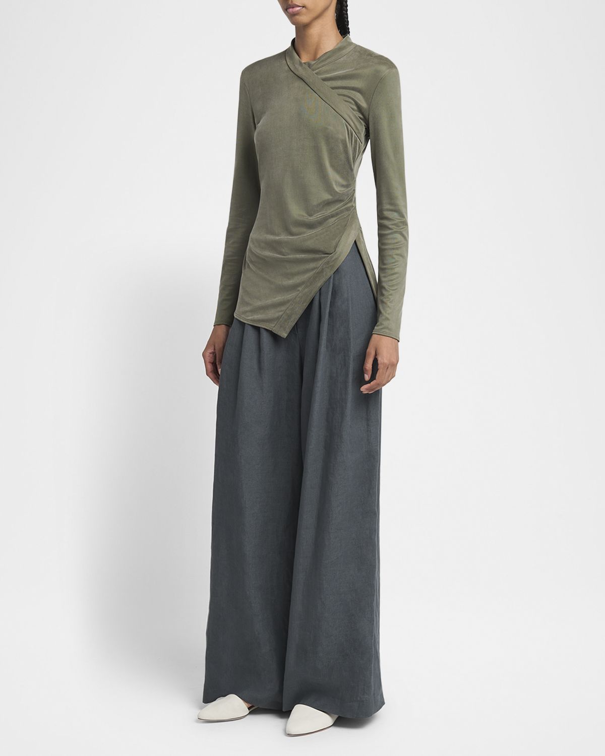 Giorgio Armani Asymmetric Jersey Long-Sleeve Top