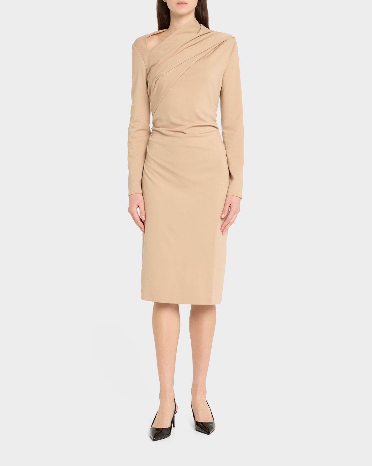 Giorgio Armani Asymmetric Long-Sleeve Jersey Dress
