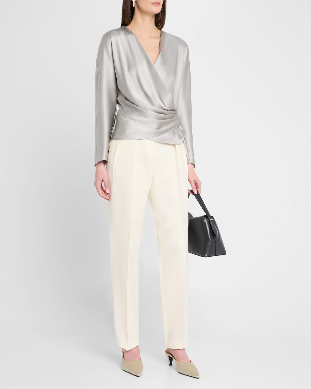 Giorgio Armani Pleated Cady Straight-Leg Tuxedo Trousers